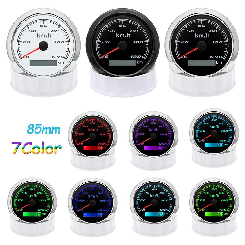 Auto KFZ Marine Boot 85mm GPS Tachometer Anzeige mit GPS Antenne 7 Farben Hintergrundbeleuchtung Geschwindigkeitsmesser 30KMH,60KMH,120KMH,200KMH,300KMH