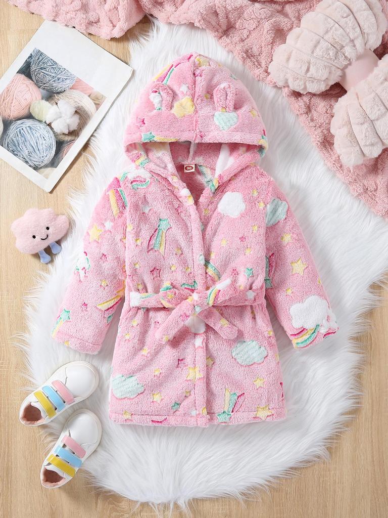 Children's Thickened Coral Fleece Robe – Flannel Bathrobe for Boys & Girls, Infant to Medium Sizes, Suitable for All Seasons