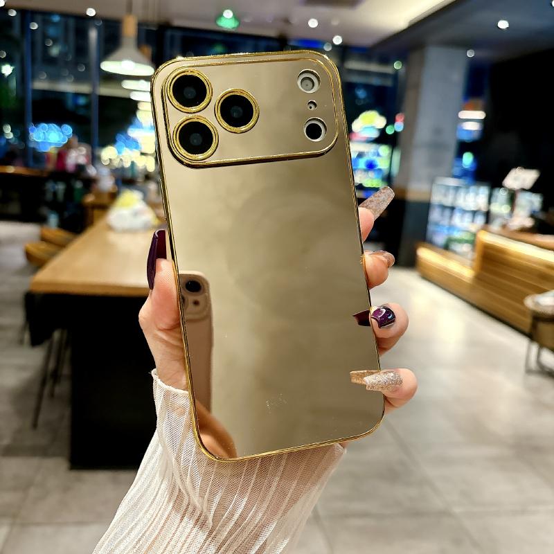 Luxury Solid Color Shockproof Makeup Mirror Phone Case For iPhone 17 Pro Max 15 14 13 12 11 16 Pro Max XS XR 8 7 Plus Back Cover