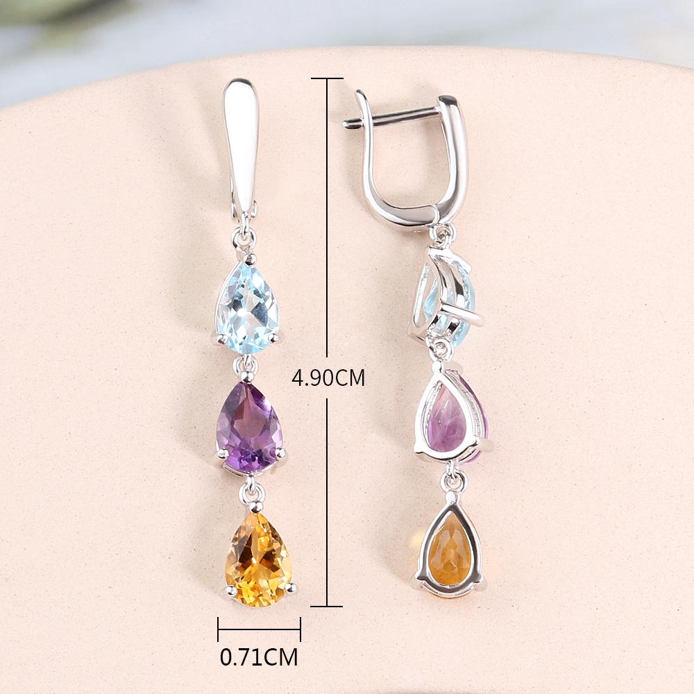 Boucles D'oreilles Pendantes Citrine/topaze Ovale - Fait Main En Inde - Plaqué Argent - Neuf Sans Emballage