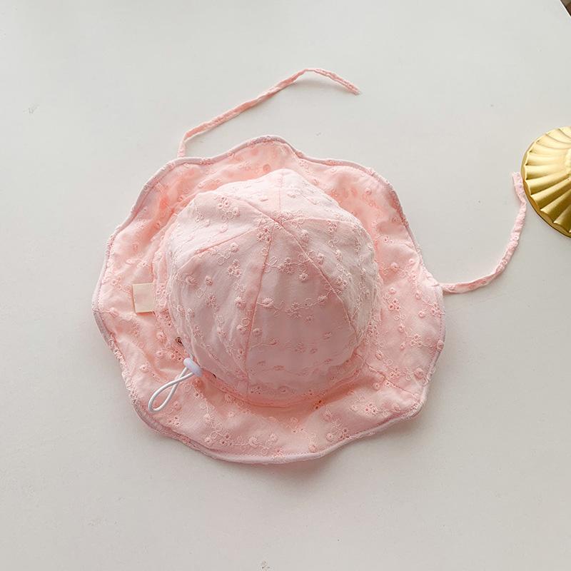 

Шляпа от солнца для девочек, летняя панама, дышащая, полая, панама, милая, с цветочным принтом, для малышей, рыбаков розовый