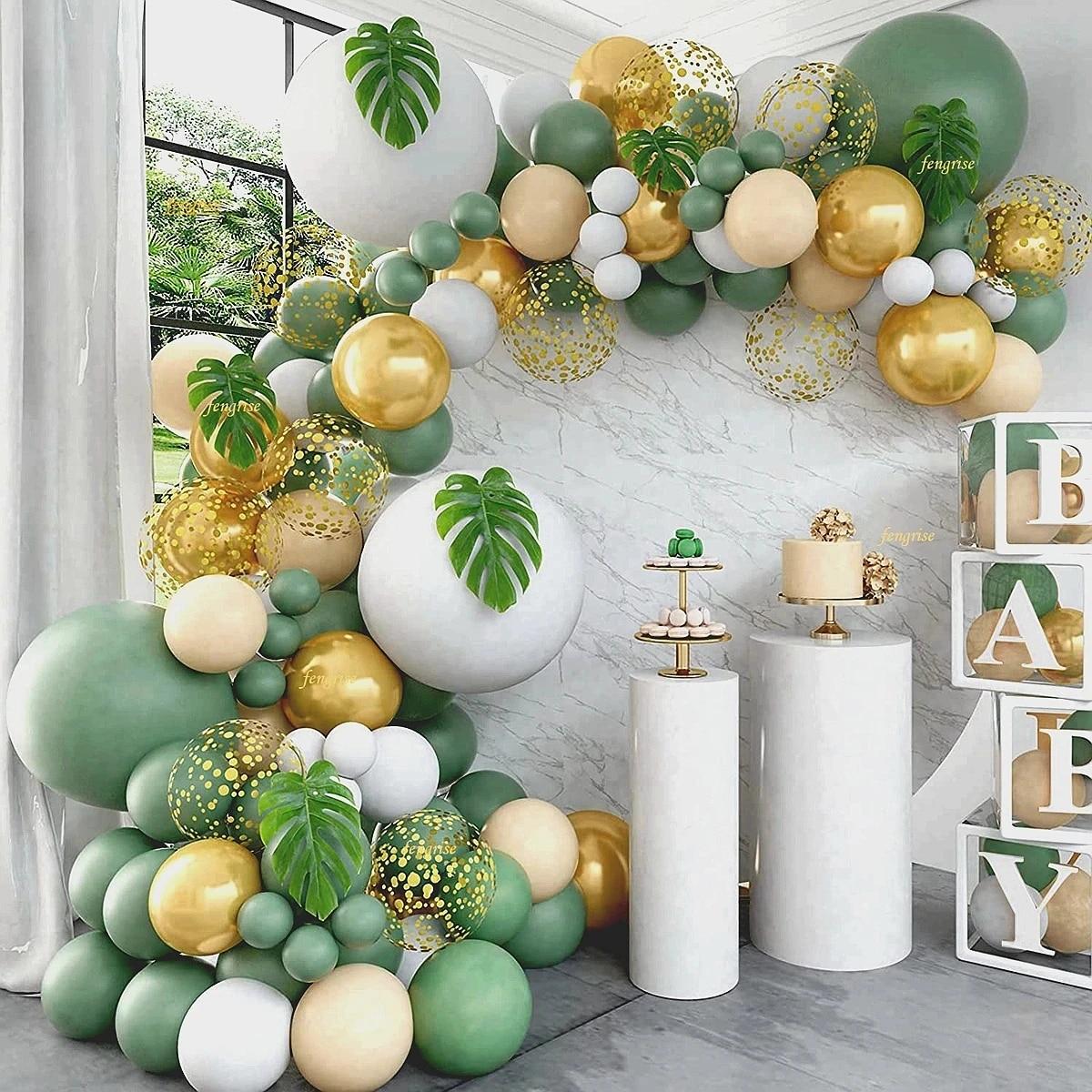 

Green Balloon Garland Arch Kit Jungle Safari Party Baloon Wild One Birthday Party Decor Kids Baby Shower Latex Ballon Chain