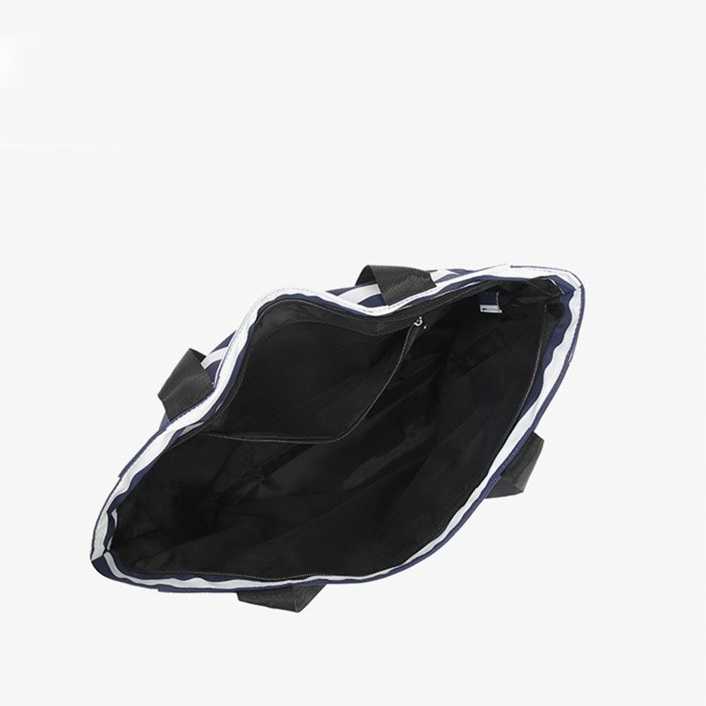 Foldable Women Tote Shoulder Bag Large Capacity Beach Grocery Bag Striped Handbag  Travel Bag