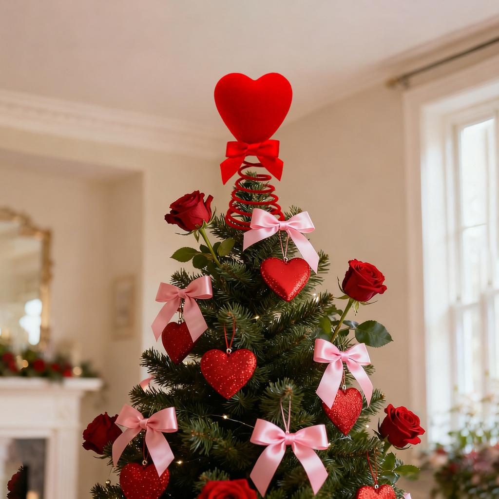 Red heart with spring tree top decoration, creative indoor atmosphere, Christmas top decoration, heart decoration