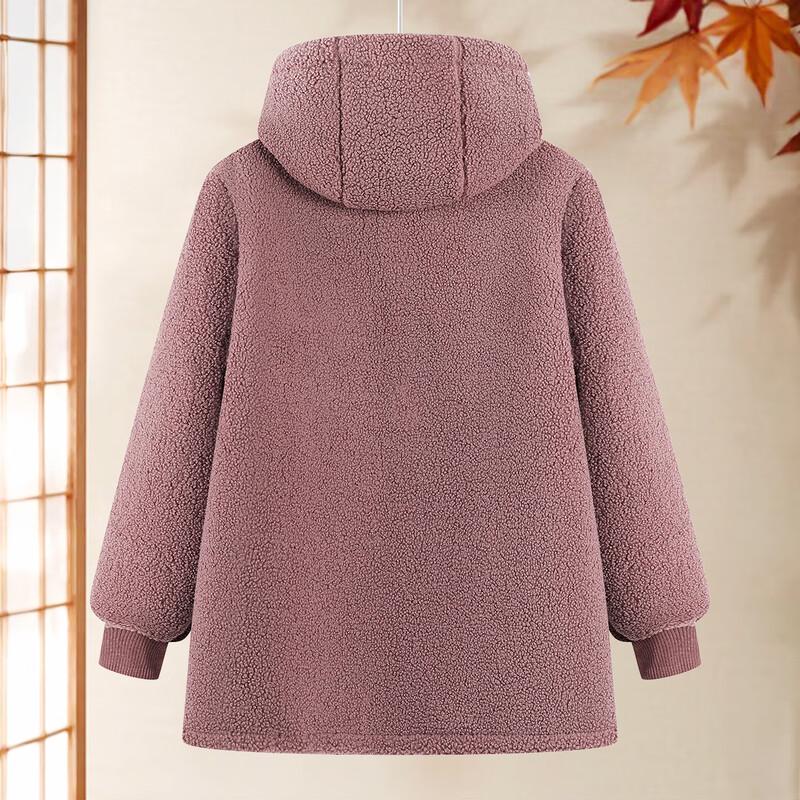 SIFONE Women's Plush-Lined Lamb's Wool Hooded Coat