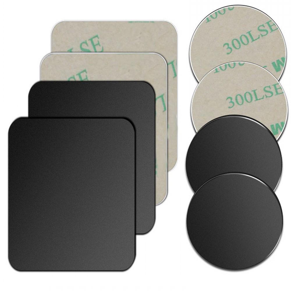 Black Magnetic Iron Sheet with Adhesive Backing for Phone Holders - Round & Rectangular Options