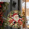 Christmas Acrylic Santa Wreath Pearl Painting Suncatcher,9.72/7.76In,DIY Ornament,Xmas Window Tree Wall Decor & Craft Gift