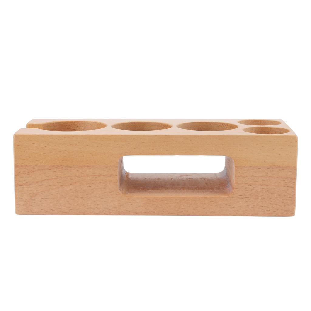 Wooden Coffee Tamper Holder 5 Hole Non Slip Coffee Tamping Station with Mat for Cafes Home