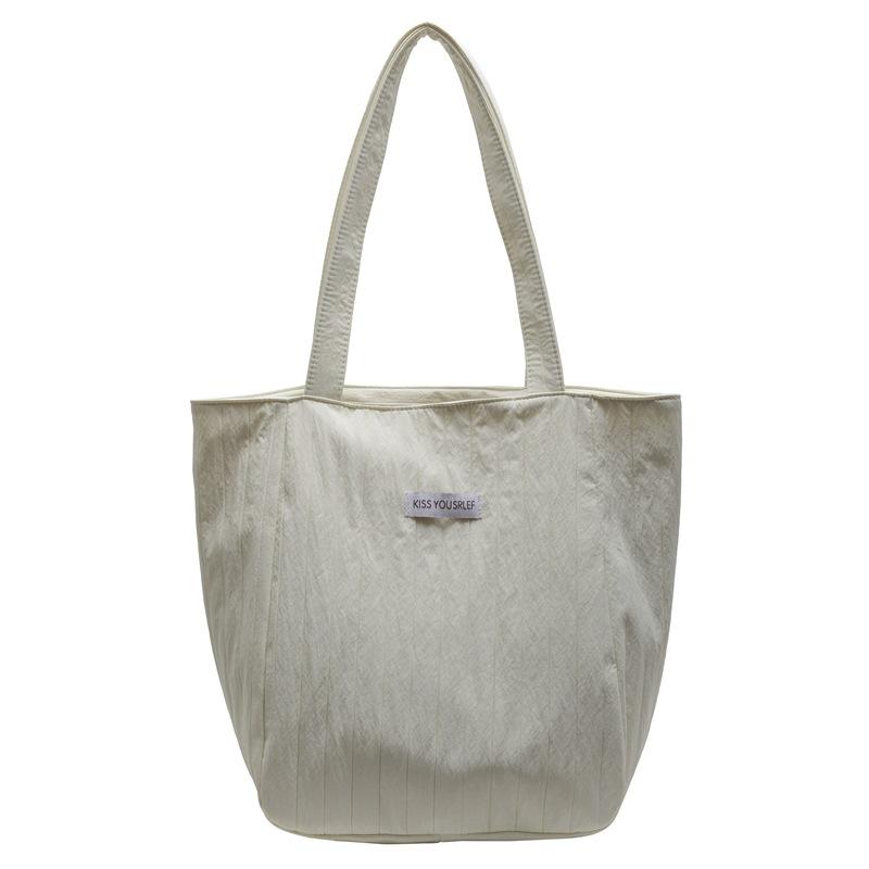 Large capacity tote bag women's new summer striped sewing line simple shoulder bag leisure bag