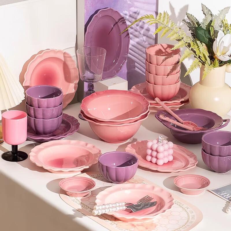 Wuhua Nordic Gradient Pink Petal Dinner Plate