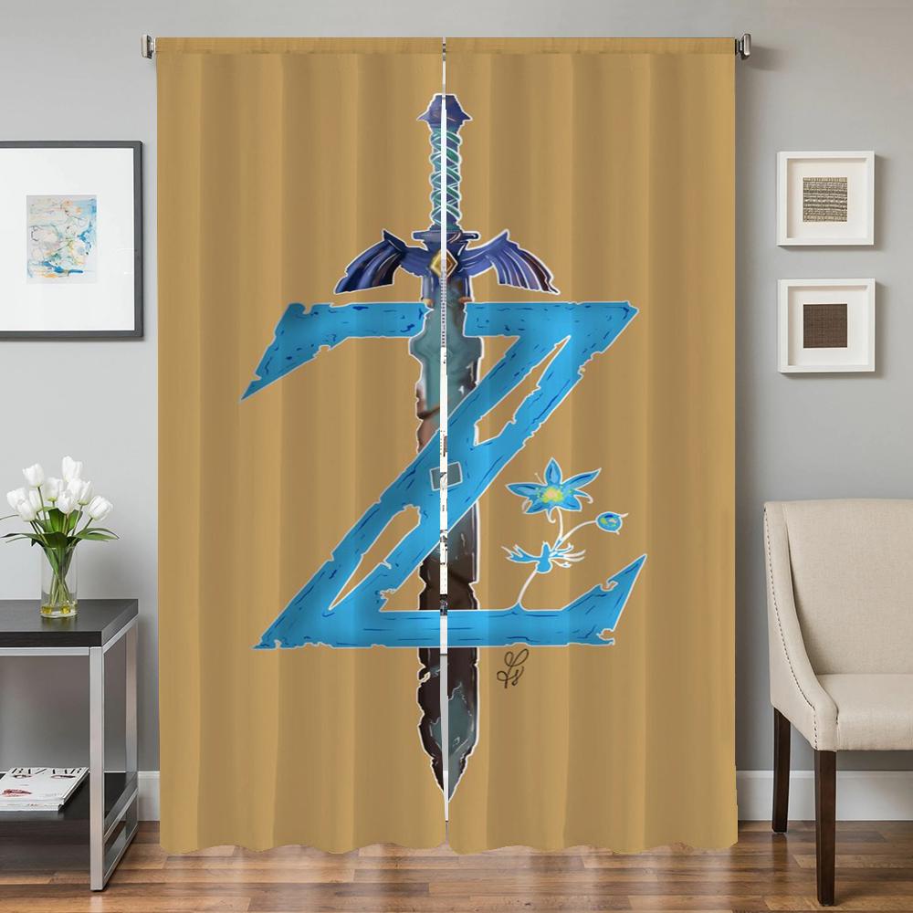 Home Interior Küchenvorhänge für Wohnzimmer 2 Stück Verdunkelungsvorhänge Türvorhang Z-zelda-a Trennwand Schlafzimmerdekoration