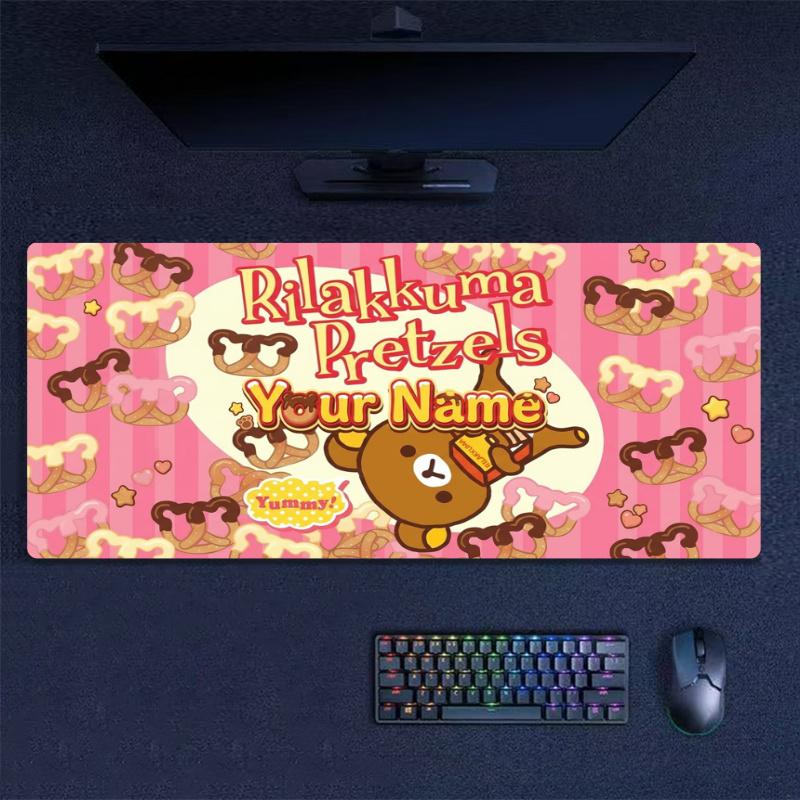 Cute Rilakkuma Breakfast Custom Name Large Size Mouse Pad Gaming Table Cushion Nonslip Laptop Tablet Big XXL Mat Mini PC Playmat With Lock edge