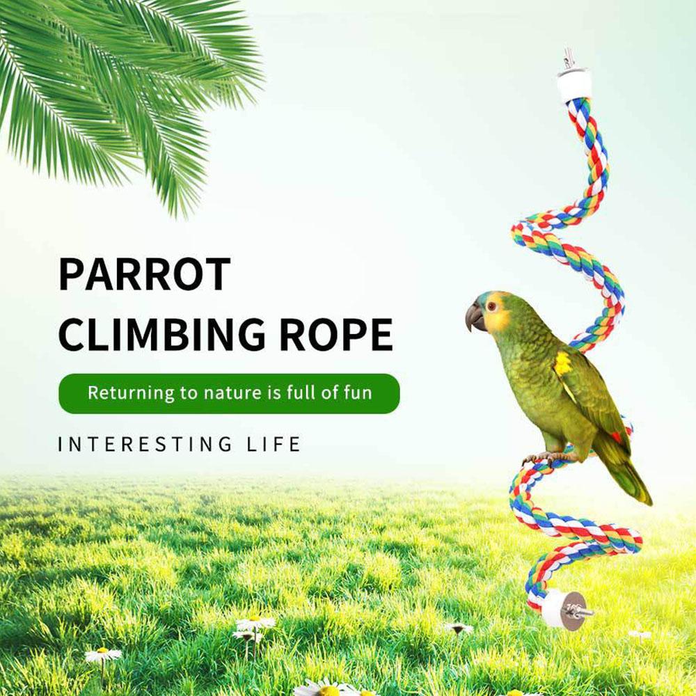 Flexible Spiral Bird Rope Perch Colorful Bendable Cotton Climbing Rope Stand Toy for Parrots, Budgies, Cockatiels, Cage Accessories