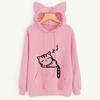 Plus Size Cat Print Fleece Hoodie for Women - Autumn/Winter Collection