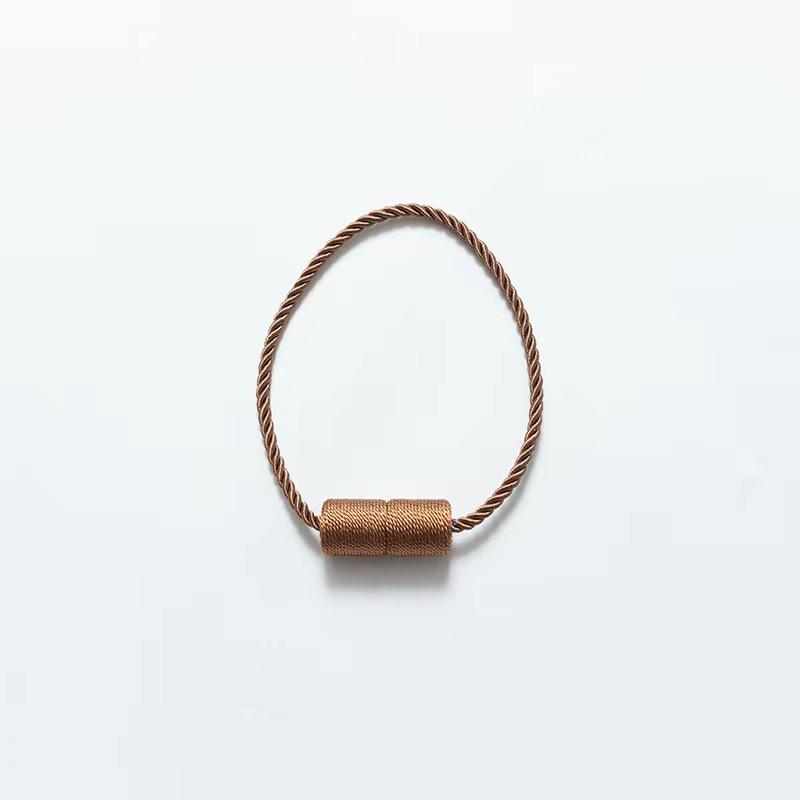 Modern Simple Magnetic Curtain Tieback with Cylindrical Three-Strand Rope Design, No-Punch Installation