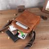 New Genuine Leather Men's Single Shoulder Tablet Bag, Retro Oil Wax Top Layer Cowhide Crossbody Bag