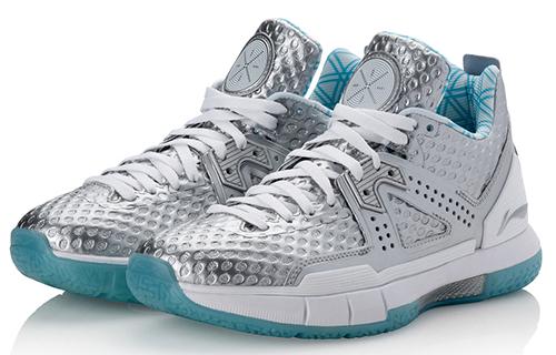 Li Ning WOW 5 Way Of Wade 5 Comfortable Non slip Lightweight Low top Basketball Shoes Men's Silver White ABAL047-35