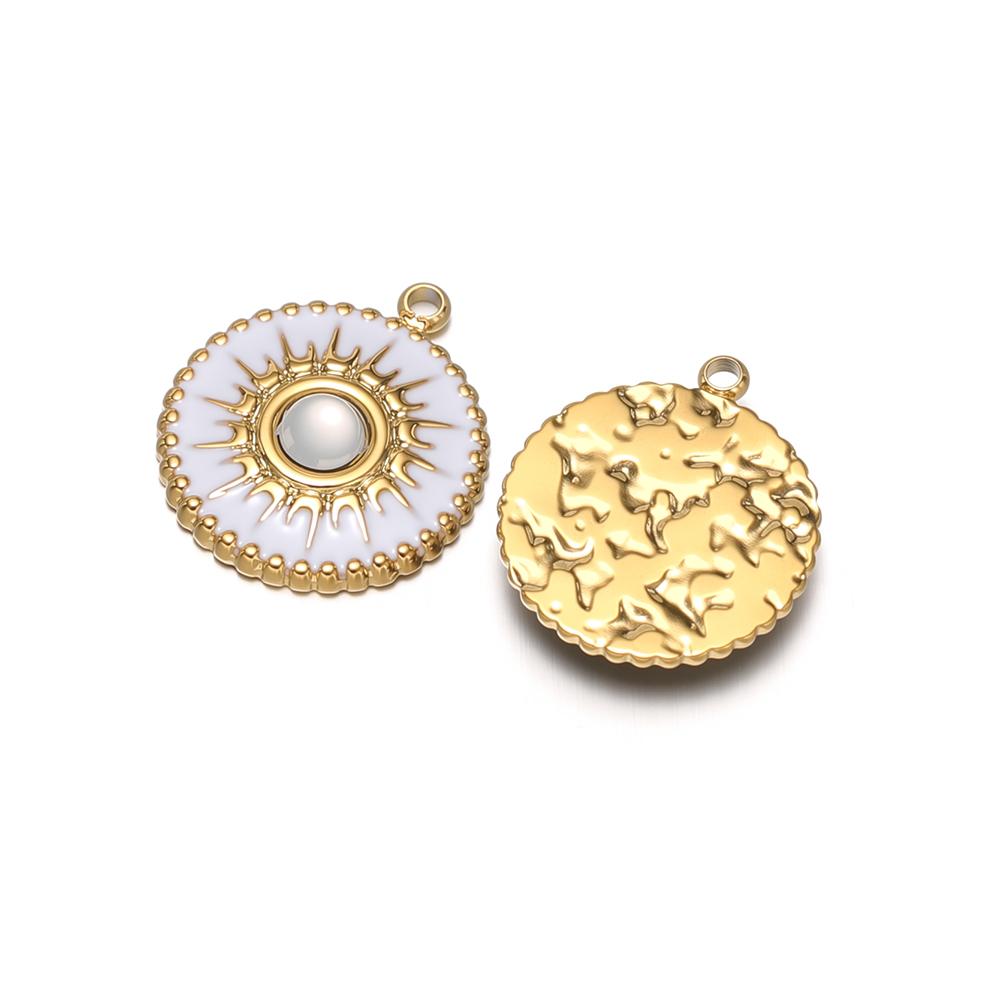 5pcs Stainless Steel 15mm Enamel Stone Charms for DIY Bohemian Sun Necklace Pendants Vintage Earrings Making Jewelry Findings