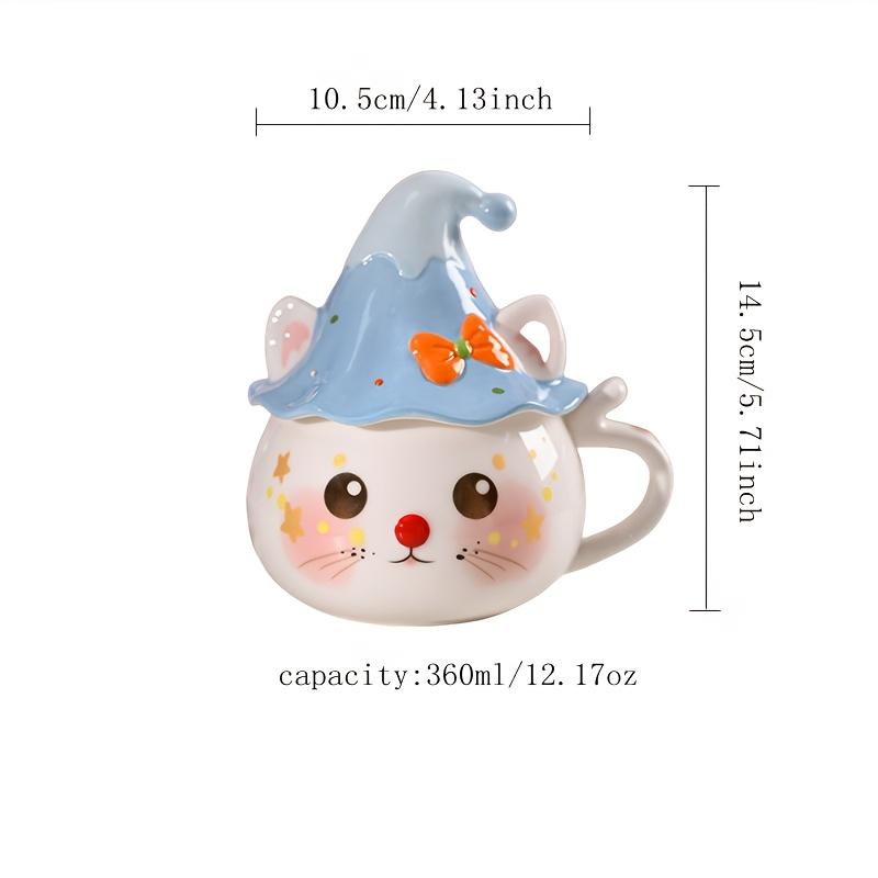 1pc Cute Cat Ceramic Mug with Lid, Handmade Multipurpose Coffee Cup, Insulated, Reusable Milk Cup, with Hand Wash Only, Ideal Gift for Christmas