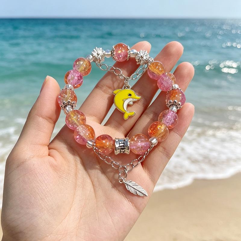 Summer Special Two-Tone Glass Beads Floral Bracelet – Luxurious & Soft Design for Women and Students