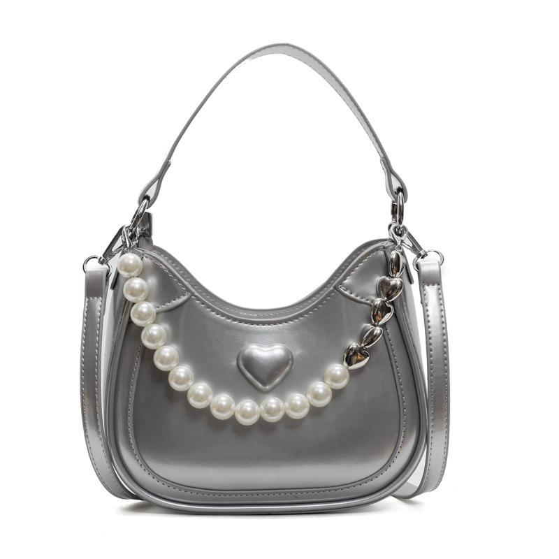 Niche love bag women's bag new fashion pearl handbag texture women's crescent messenger bag