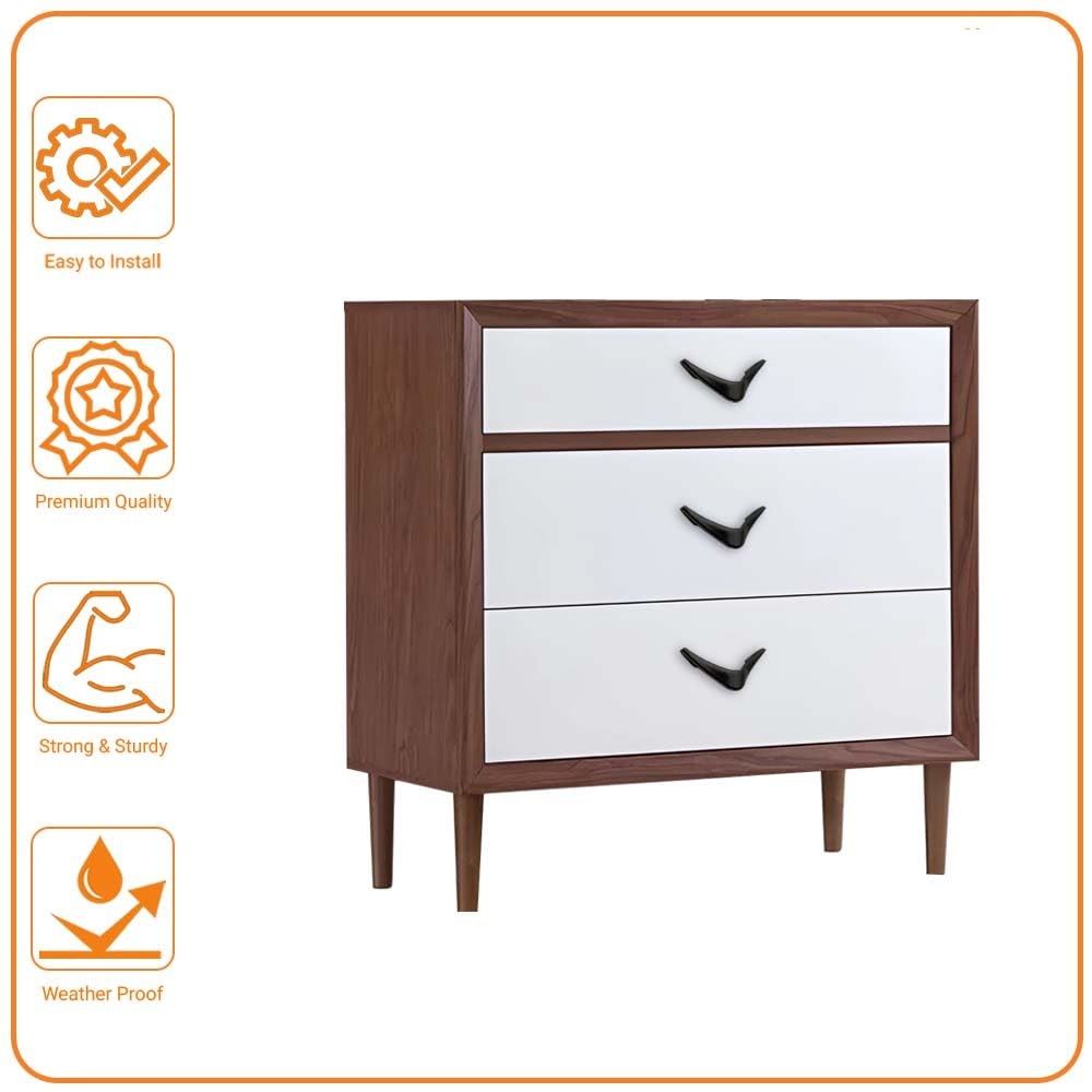 V Knobs for Drawers and Cabinets for Home/Kitchen/Offices and Hotels - Versatile Solution for Home, Hotel, and Office Doors (Black, 6)