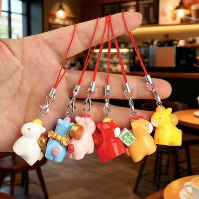 Phone Pendant 2026 Year of Horse Charm Good Luck Keychain Zodiac Animal Shape Mobile Phones Keys Bags Ornament