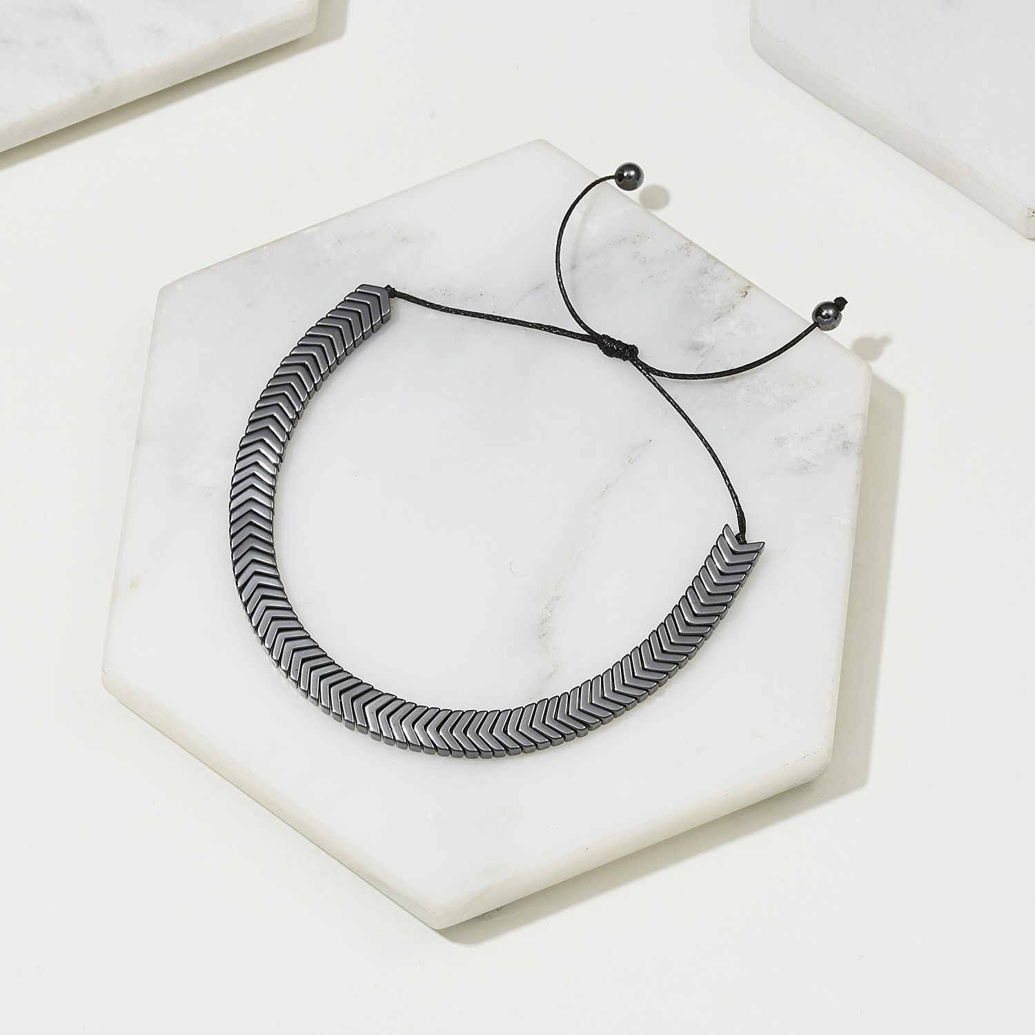 Unisex Health Care Jewelry Bangle Beads Bracelet Black Hematite Stone Hematite Beaded Adjustable 5