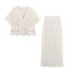 European and American Style French Women's Clothing Fashion Design French Retro Style Mesh Embroidery Two-piece Set