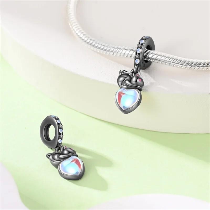 Copper Black Animal Cat Cute Paw Charm Pendant Beads Fit Pandora Charms Original Bracelet For Women Fine Jewelry Making Gift