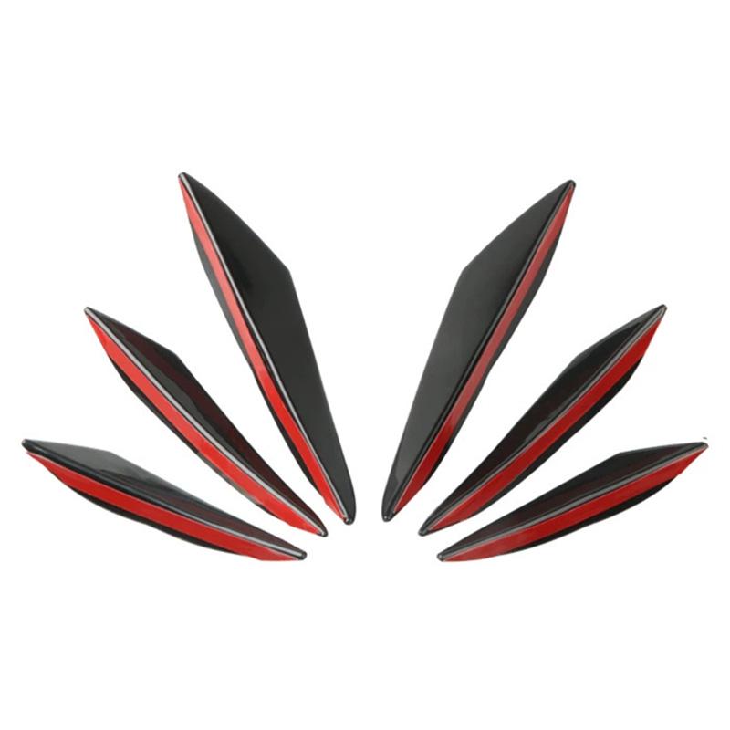 6pcs Universal Rubber Car Front Bumper Lip Protector Rear Diffuser Black Carbon Fiber Spoiler Splitter Wing Protection Guard