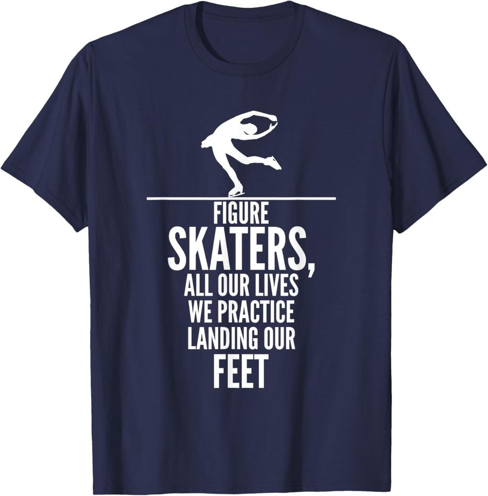 Figure Skaters Practice Landing Funny Graphic TShirt Casual Cotton Tee for Skaters