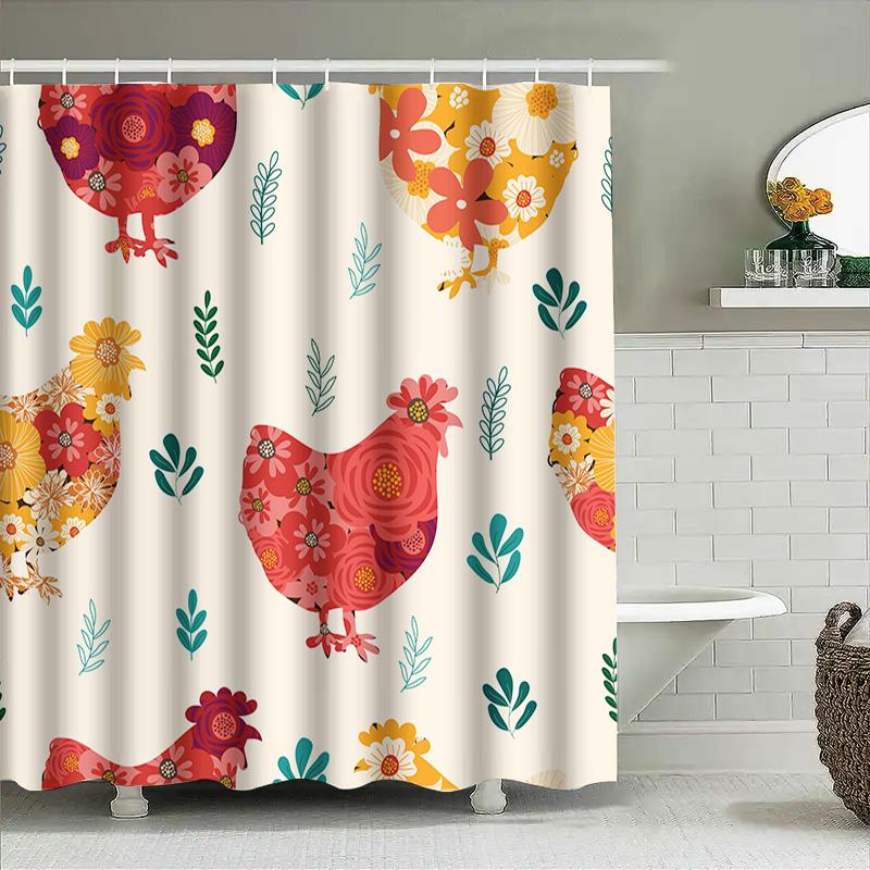 Floral Chicken Print Shower Curtain Waterproof Bathroom Decor Home Decoration Fabric Shower Curtains For Bathtub Modern Design S