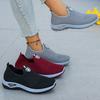 Fashion Women's Soft Sole Knitted Sneakers Breathable Slip On Walking Running Shoes Woman Comfortable Non Slip Sports Shoes Plus Size 42