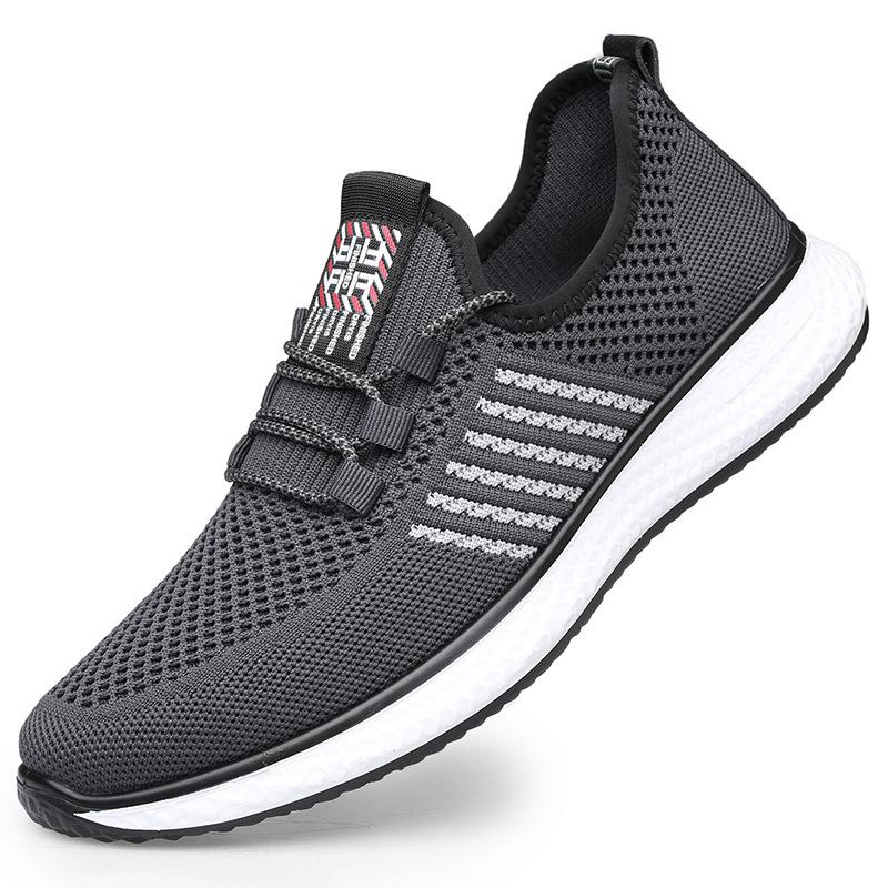 Old Man's Head New Men's Shoes Summer Breathable Fly-woven Shoes New Men's Black Mesh Travel Leisure Sports Running Shoes