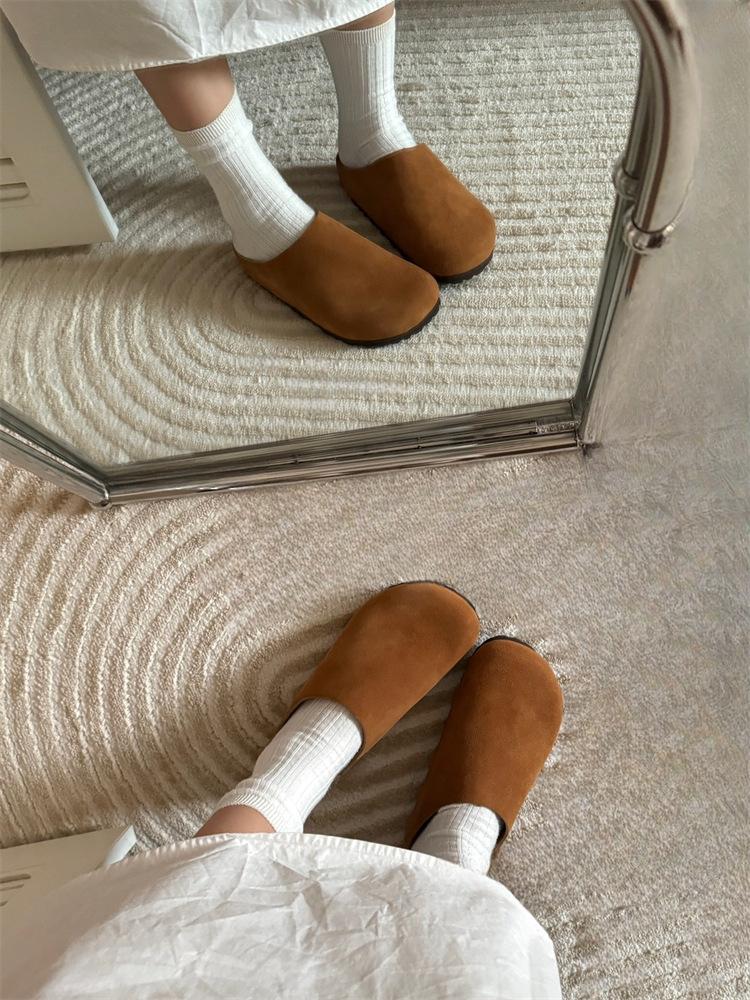 Birken shoes pure original Sangpo 25 autumn and winter new Muller retro ugly cute thick-soled bag head Birken shoes slippers women's outer wear