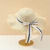 Women's French-Style Lace Bowknot Sunhat with Wavy Brim Foldable Beach Hat for Seaside Travel Spring And Summer