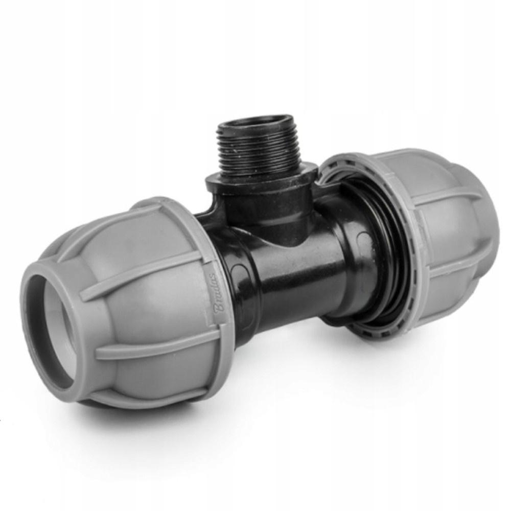 Bradas PN10 T-stuk – 20 mm x 1/2" mannelijk – Voor PE-leidingen – Tyleenslang – Verloop T-stuk – Drukbestendig