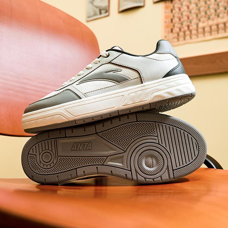 Anta Hundred Rivers Wear resistant And Lightweight Low top Skateboard Shoes Men's Ivory White Numbers Mist Granite Gray 112538010-3