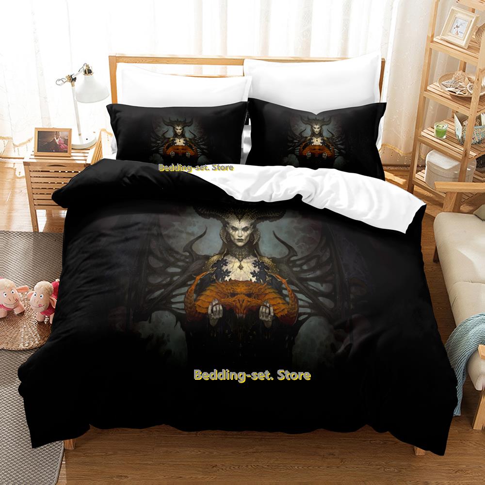Comforter New Diablo Iv Bedding Set Single Twin Full Queen King Size Bed Set Adult Kid Bedroom Duvet Sets Anime Parure De Lit Bed