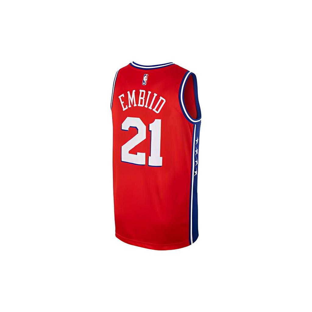 Nike NBA Jersey Basketball Tank Top, Joel Embiid #21 Philadelphia 76ers Statement Edition Men Tops Red 877219-659