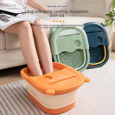 Foldable Foot Spa Bucket with Cover for Adults - Deep Footbath for Home and Dorm Use