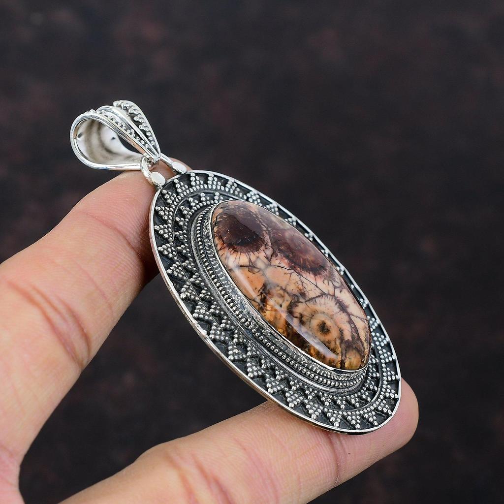 Birds Eye Jasper Pendant Gemstone Vintage Pendant 925 Sterling Silver Pendant Handmade Pendant Dainty Jewelry Gift For Mom Pendant For Women
