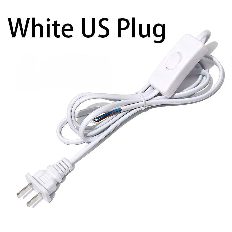 Black/White EU/US Pulg Electric Wire Lamp Switch Cable International Standard Power Cord with Switch Plug Copper Wire