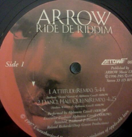 

12inch Record ARROW Ride De Riddim 0046 Arrow Records 1996 Barbados Reggae Ska Dub Used