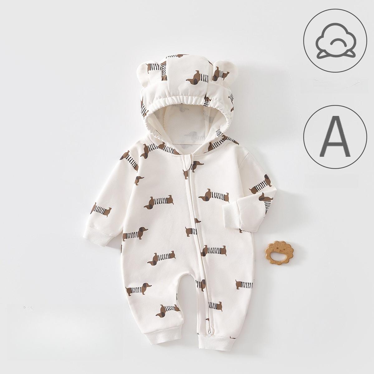 Baby Romper: 100% Cotton, Grade A, Autumn Baby Outdoor Wear, Hooded Terry Romper, Sweatshirt-Style Baby Clothes 66