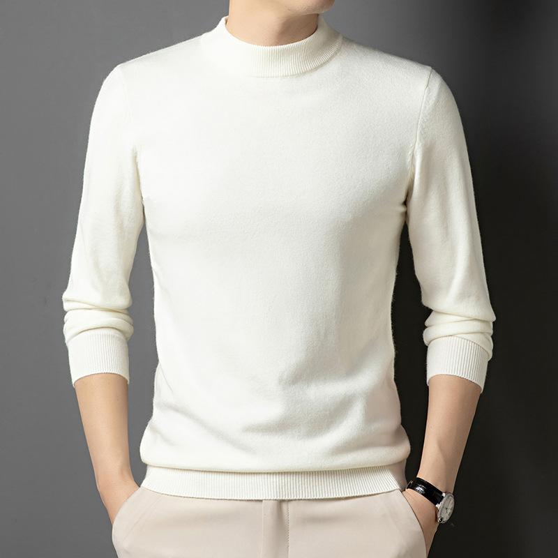 Spring and Autumn Men's Semi-turtleneck Sweater High-end Casual Versatile Business Men's Bottom Shirt