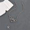 Personality Retro Sliver Color Skull Symbol Tassel Pendant Double-ring Hollowed-out Skull Face Collar Necklace for Women Jewelry