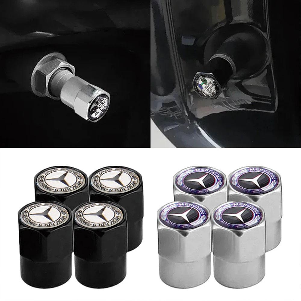 4Pcs Car Wheel Tire Valve Caps Air Stem Covers For Mercedes Benz AMG A B C E S G Class CLA W117 C117 GLA CLK SLK CLA GLK GLE GLS
