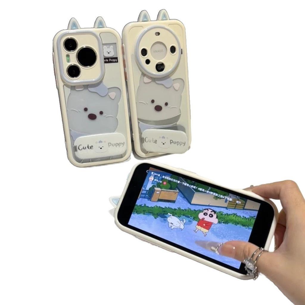 Applicable Apple 17promax protective case, mirror bracket iphone16 cute West Highland puppy mobile phone case 15